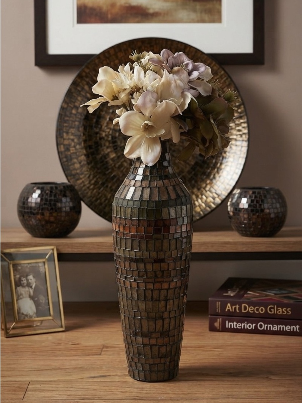 Mosaic  Decorative Floor Vase - Vintage
